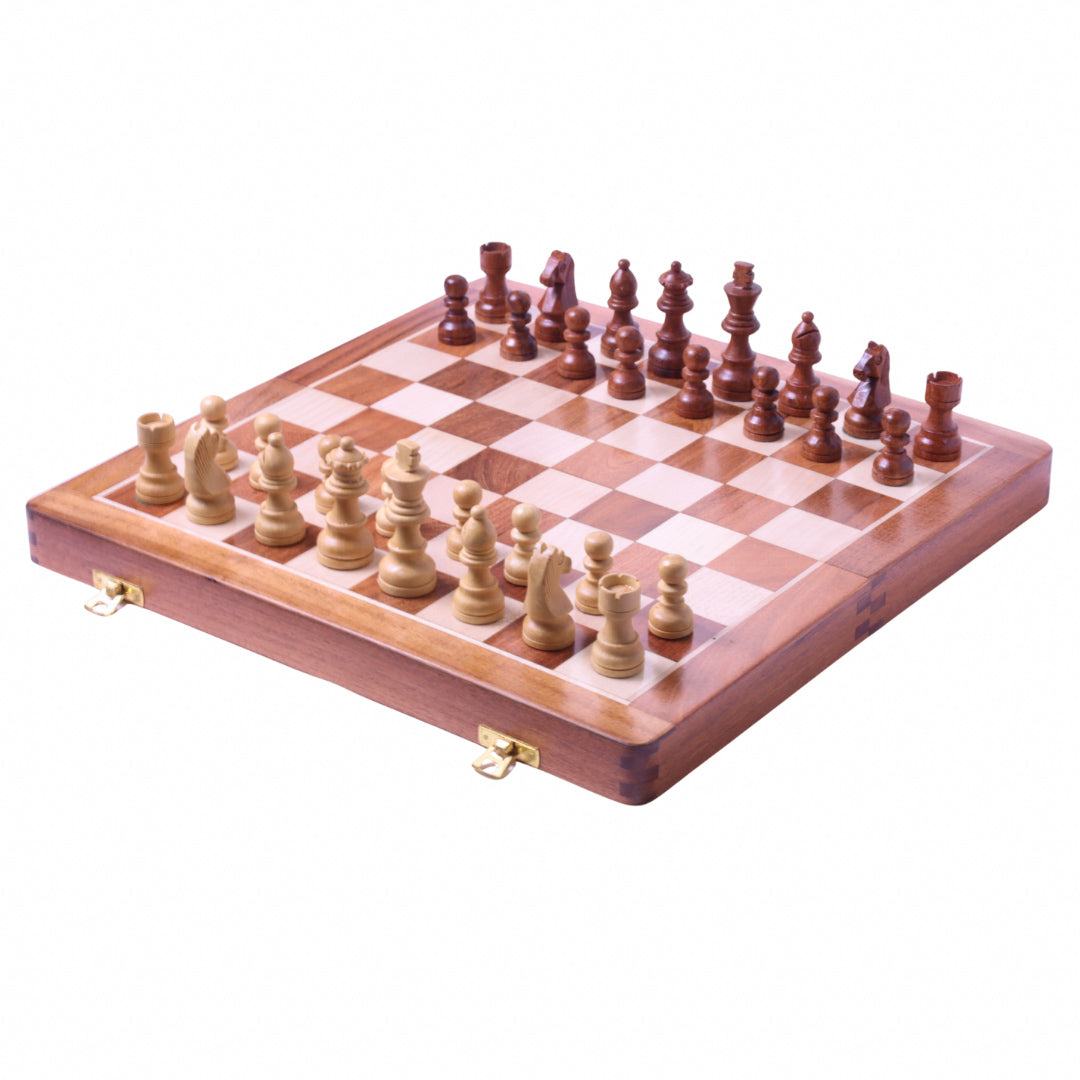 Reiseschach Magnetisch aus Akazien & Buchsbaum