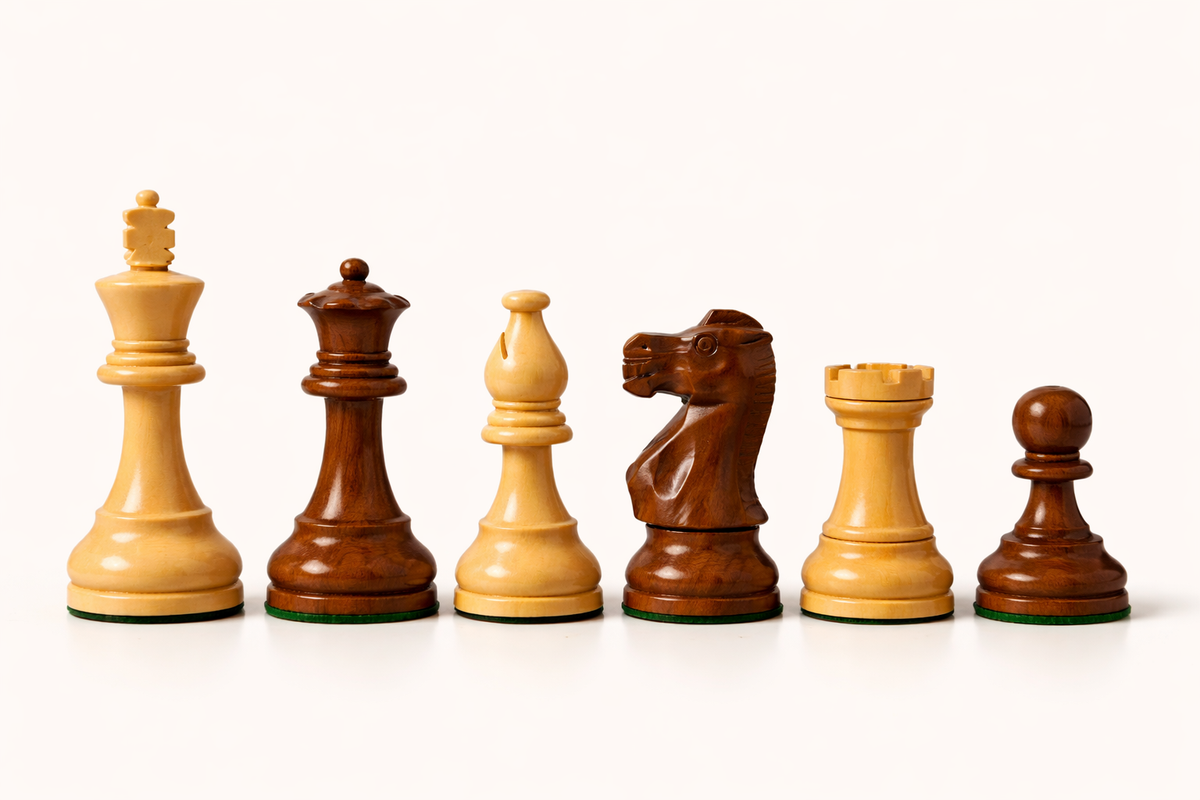 3.75" German Knight Classic Staunton Chess Pieces in Acacia & Boxwood