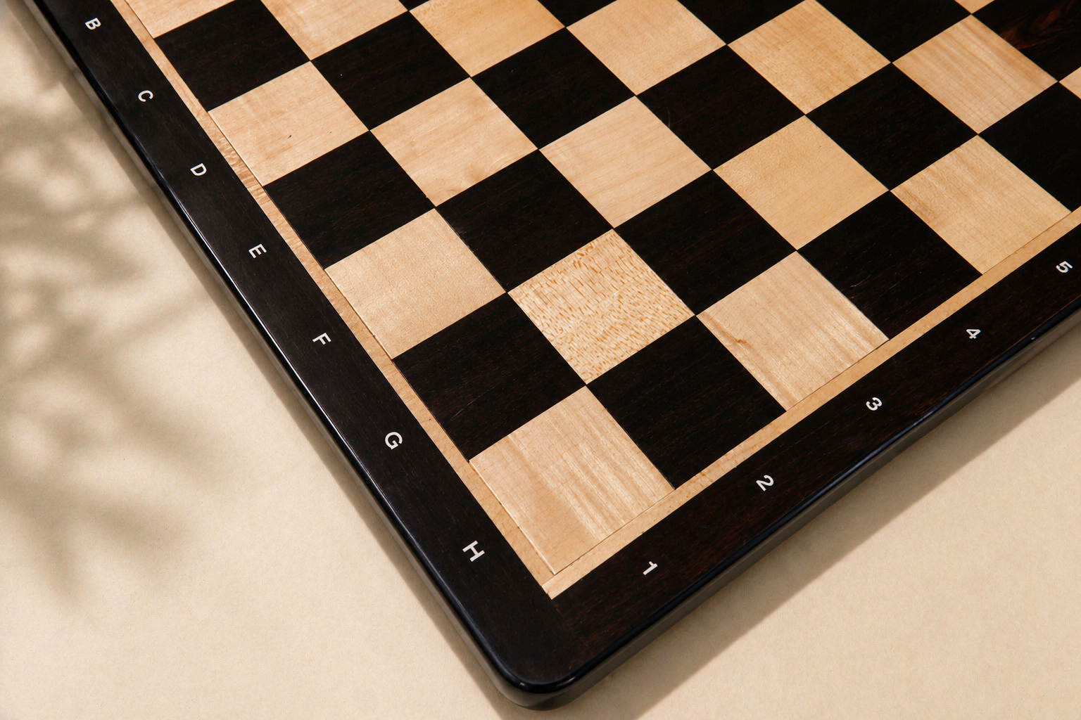 21" Chess Board with Notation - Ebony & Maple Wood