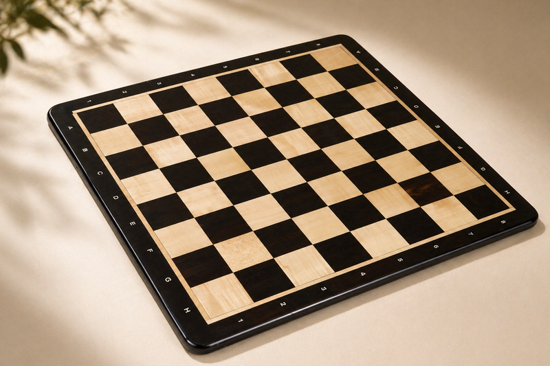 21" Chess Board with Notation - Ebony & Maple Wood