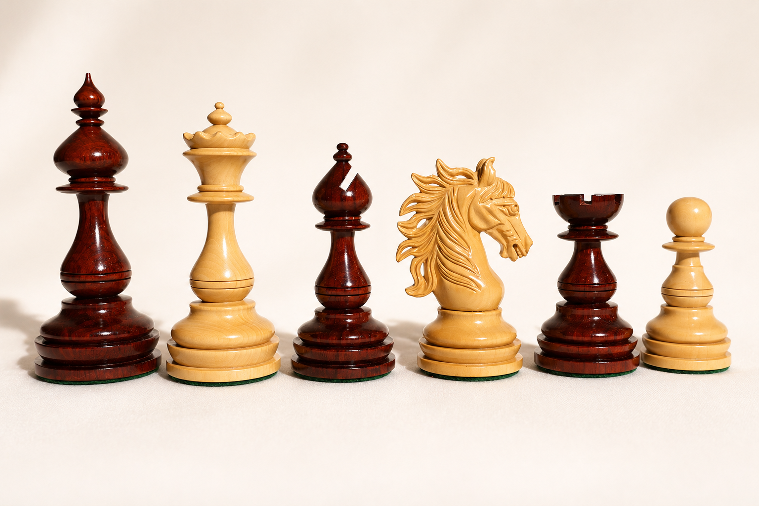 Wild Stallion Luxury Chess Pieces in Boxwood & Padauk – 4.5” King
