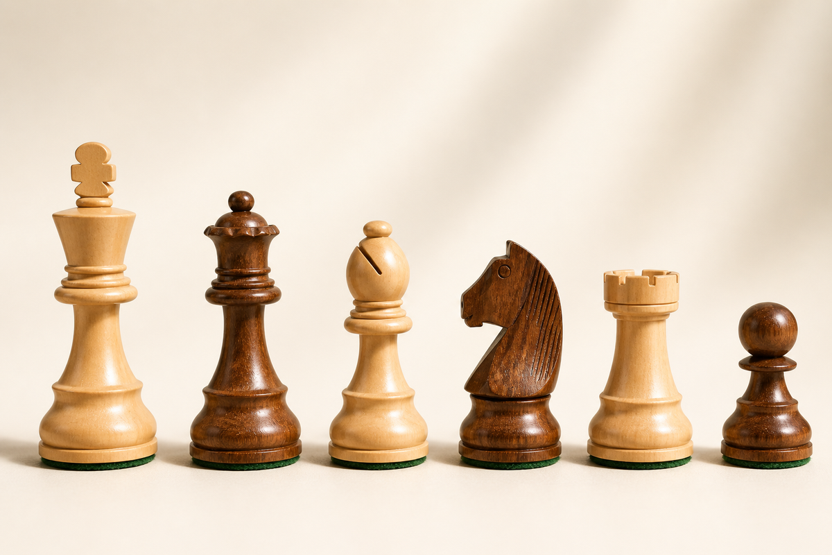 3.75" German Knight Staunton Chess Pieces Acacia/Rosewood/Boxwood
