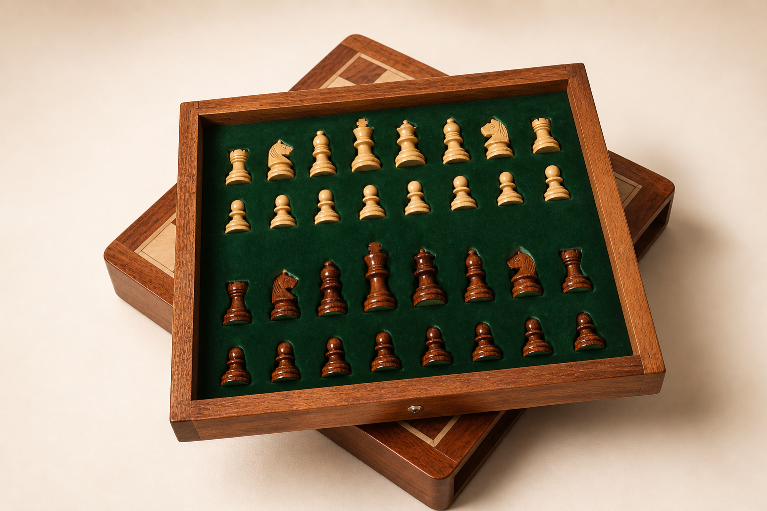 10” Magnetic Travel Chess Set with Drawer – Sheesham & Boxwood