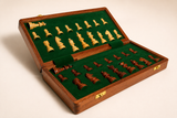 Travel Folding Magnetic Lacquer Chess Set in Acacia & Boxwood 14"
