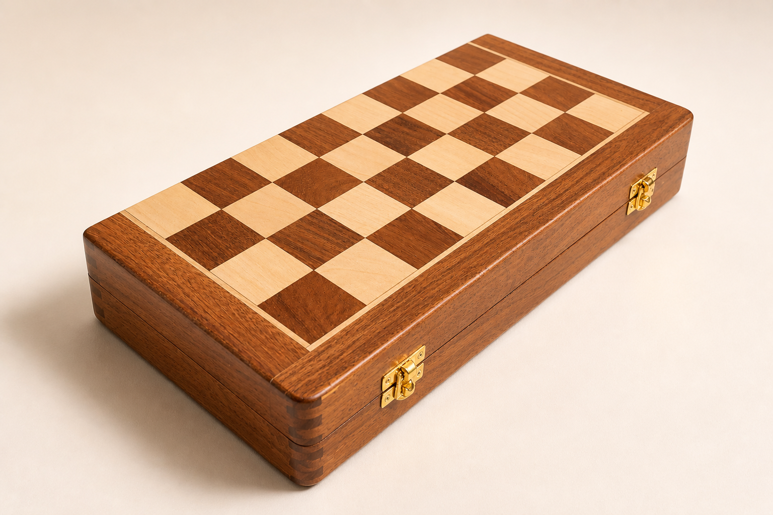 Travel Folding Magnetic Lacquer Chess Set in Acacia & Boxwood 14"